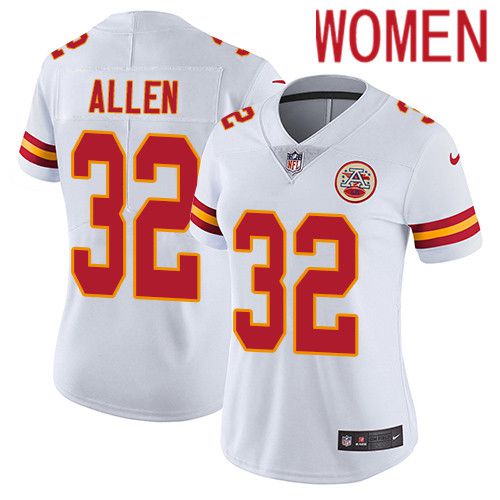 Women Kansas City Chiefs 32 Marcus Allen Nike White Vapor Limited NFL Jersey